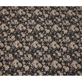 Black Multicolor Floral Printed Viscose Crepe Fabric, Delicate Botanical Pattern with Beige and Yellow Blossoms, 110 Cms Width, Made in India-D23455