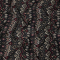 Black Maroon Ikat-Inspired Geometric Printed Viscose Crepe Fabric, Ethnic Fusion Pattern in Beige and Grey Accents, 110 Cms Width, Made in India-D23456