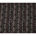 Black Maroon Ikat-Inspired Geometric Printed Viscose Crepe Fabric, Ethnic Fusion Pattern in Beige and Grey Accents, 110 Cms Width, Made in India-D23456