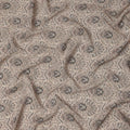 Beige Grey Ethnic Paisley Printed Viscose Crepe Fabric, Mughal-Inspired Floral Motifs in Black and Taupe Accents, 110 Cms Width, Made in India-D23457