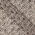 Beige Grey Ethnic Paisley Printed Viscose Crepe Fabric, Mughal-Inspired Floral Motifs in Black and Taupe Accents, 110 Cms Width, Made in India-D23457