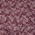 Wine Purple Leafy Botanical Printed Viscose Crepe Fabric with Beige Outline Detailing, 110 Cms Width, Made in India-D23464 - Regal Fabrics