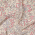 قماش كريب فيسكوز بيج بنقشة زهور بيزلي مع لمسات وردية وأرجوانية ناعمة، عرض 110 سم، صنع في الهند - D23465