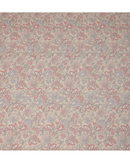 قماش كريب فيسكوز بيج بنقشة زهور بيزلي مع لمسات وردية وأرجوانية ناعمة، عرض 110 سم، صنع في الهند - D23465