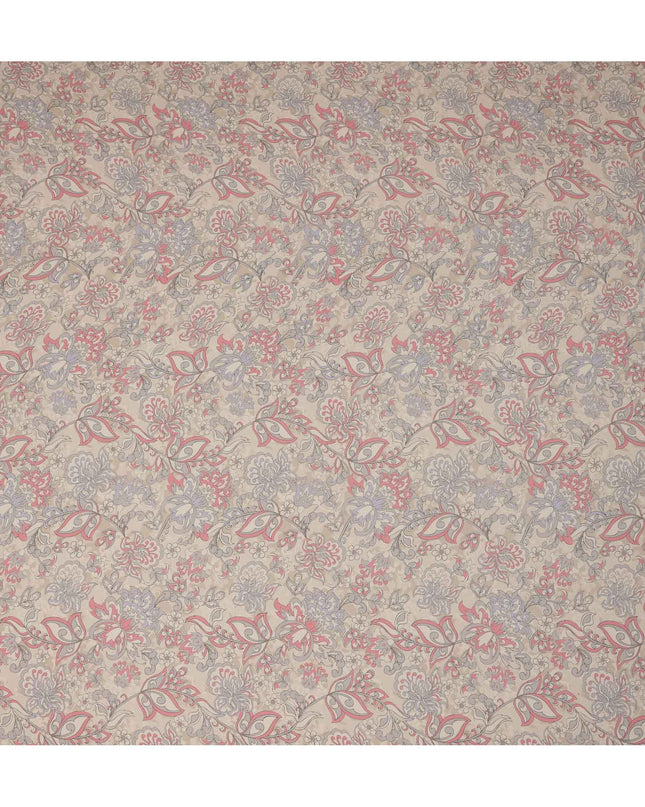 قماش كريب فيسكوز بيج بنقشة زهور بيزلي مع لمسات وردية وأرجوانية ناعمة، عرض 110 سم، صنع في الهند - D23465