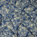 Navy Blue Beige Monochrome Floral Print Viscose Crepe Fabric, 110 Cms, India-D23469 - Regal Fabrics