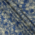 Navy Blue Beige Monochrome Floral Print Viscose Crepe Fabric, 110 Cms, India-D23469 - Regal Fabrics