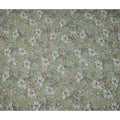 قماش كريب فيسكوز مطبوع يدويًا بنقشة زهور باللون الأخضر الباستيل والأبيض، 110 سم، الهند - D23470