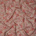 Beige Red Watercolor Floral Print Viscose Crepe Fabric, 110 Cms, India-D23471