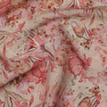Beige Red Watercolor Floral Print Viscose Crepe Fabric, 110 Cms, India-D23471