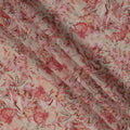 Beige Red Watercolor Floral Print Viscose Crepe Fabric, 110 Cms, India-D23471