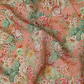 Peach Multicolor Garden Floral Print Viscose Crepe Fabric, 110 Cms, India-D23474 - Regal Fabrics