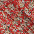 Red Multicolor Tropical Floral Print Viscose Crepe Fabric, 110 Cms, India-D23475