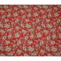Red Multicolor Tropical Floral Print Viscose Crepe Fabric, 110 Cms, India-D23475