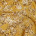 Mustard Beige All Over Floral Print Viscose Crepe Fabric, 110 Cms, India-D23476 - Regal Fabrics