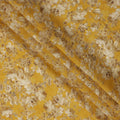 Mustard Beige All Over Floral Print Viscose Crepe Fabric, 110 Cms, India-D23476 - Regal Fabrics