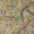 Yellow Pastel Vintage Floral Print Viscose Crepe Fabric, 110 Cms, India-D23479 - Regal Fabrics