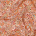 قماش كريب فيسكوز بطبعة زهور استوائية بلون برتقالي خوخي، 110 سم، الهند - D23480