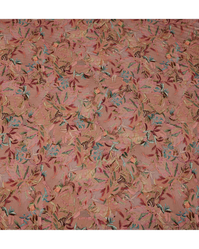 قماش كريب فيسكوز بطبعة نباتية تجريدية متعدد الألوان من داستي روز، 110 سم، الهند - D23481
