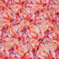 Peach-Orange Floral Burst Digital Print Silk Crepe Fabric, Vibrant Watercolor Design, 110 Cms Width, Made in India-D23745