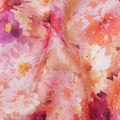 Peach-Orange Floral Burst Digital Print Silk Crepe Fabric, Vibrant Watercolor Design, 110 Cms Width, Made in India-D23745