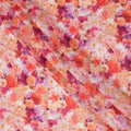 Peach-Orange Floral Burst Digital Print Silk Crepe Fabric, Vibrant Watercolor Design, 110 Cms Width, Made in India-D23745