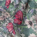 Sage Green Multicolor Botanical Floral Print Silk Crepe Fabric, Soft Digital Pattern, 110 Cms Width, Made in India-D23746