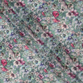 Sage Green Multicolor Botanical Floral Print Silk Crepe Fabric, Soft Digital Pattern, 110 Cms Width, Made in India-D23746