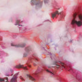 Blush Pink and Fuchsia Watercolor Floral Print Silk Crepe Fabric, Soft Digital Design, 110 Cms Width, Made in India-D23747