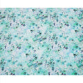 Mint Green and Teal Abstract Floral Print Silk Crepe Fabric, Soft Watercolor Digital Design, 110 Cms Width, Made in India-D23750