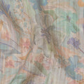 قماش كريب فيسكوز بطبعة زهور متعددة الألوان، بلون النعناع الفاتح واللافندر، بتصميم رقمي ناعم، عرض 110 سم، صنع في الهند - D23757