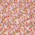 قماش كريب صناعي بطبعة زهور الحدائق باللونين الوردي الخوخي والبرتقالي، بتصميم رقمي نابض بالحياة، عرض 110 سم، صنع في الهند - D23758