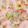 قماش كريب صناعي بطبعة زهور وردية وردية وصفراء، تصميم رقمي ناعم، عرض 110 سم، صنع في الهند - D23760