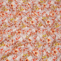 قماش كريب صناعي بطبعة زهور زهرية وردية أرجوانية وبرتقالية، تصميم حديقة رقمي مشرق، عرض 110 سم، صنع في الهند - D23761
