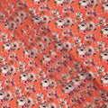 Bright Coral and Beige Floral Cluster Print Synthetic Crepe Fabric, Bold Digital Design, 110 Cms Width, Made in India-D23763