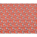 Bright Coral and Beige Floral Cluster Print Synthetic Crepe Fabric, Bold Digital Design, 110 Cms Width, Made in India-D23763