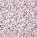 Ivory and Lavender Floral Vine Print Synthetic Crepe Fabric, Elegant Digital Design, 110 Cms Width, Made in India-D23764