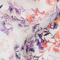 Ivory and Lavender Floral Vine Print Synthetic Crepe Fabric, Elegant Digital Design, 110 Cms Width, Made in India-D23764