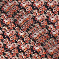 Midnight Black and Red Floral Cluster Print Synthetic Crepe Fabric, Bold Digital Design, 110 Cms Width, Made in India-D23766