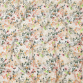 Cream Beige and Multicolor Botanical Garden Print Synthetic Crepe Fabric, Delicate Floral Digital Design, 110 Cms Width, Made in India-D23767