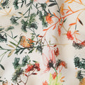 Cream Beige and Multicolor Botanical Garden Print Synthetic Crepe Fabric, Delicate Floral Digital Design, 110 Cms Width, Made in India-D23767