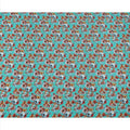 Turquoise Blue with Rust and Yellow Bold Floral Digital Print Synthetic Crepe Fabric, Multicolor Cluster Design, 110 Cms Width, Made in India-D23768