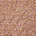 Dusty Brown with Yellow and Ivory Vintage Floral Digital Print Synthetic Crepe Fabric, Romantic Cluster Pattern, 110 Cms Width, Made in India-D23769