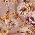 Dusty Brown with Yellow and Ivory Vintage Floral Digital Print Synthetic Crepe Fabric, Romantic Cluster Pattern, 110 Cms Width, Made in India-D23769