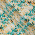 Ivory with Teal and Mustard Abstract Brushstroke Digital Print Synthetic Crepe Fabric, Artistic Watercolor Style, 110 Cms Width, Made in India-D23770