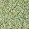 Lime Green with Olive and White Nature-Inspired Digital Brush Print Synthetic Crepe Fabric, Textured Leaf Pattern, 110 Cms Width, Made in India-D23771