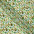 Lime Green with Olive and White Nature-Inspired Digital Brush Print Synthetic Crepe Fabric, Textured Leaf Pattern, 110 Cms Width, Made in India-D23771