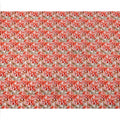 Coral Red with Beige and White Abstract Leafy Brushstroke Print Synthetic Crepe Fabric, Nature-Inspired Digital Art Design, 110 Cms Width, Made in India-D23772