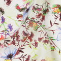Cream with Multicolor Wild Floral and Vine Digital Print Synthetic Crepe Fabric, Soft Botanical Pattern, 110 Cms Width, Made in India-D23773