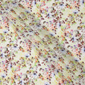 Cream with Multicolor Wild Floral and Vine Digital Print Synthetic Crepe Fabric, Soft Botanical Pattern, 110 Cms Width, Made in India-D23773